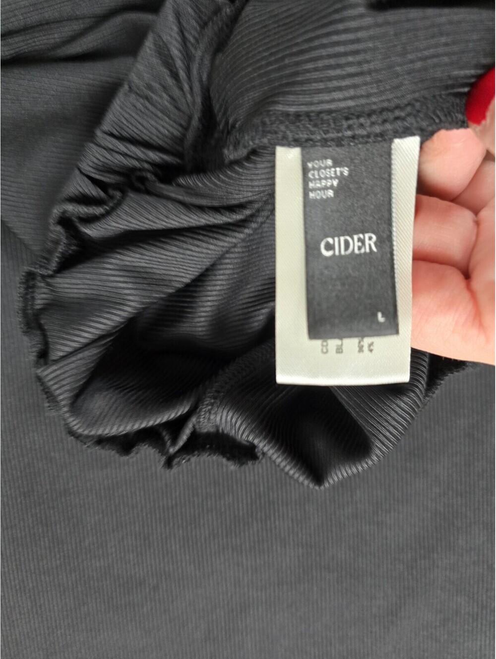 Cider Pants Women's Black Pull On Stretch Waist Wide Leg Size L, Casual Chill - Picture 5 of 7
